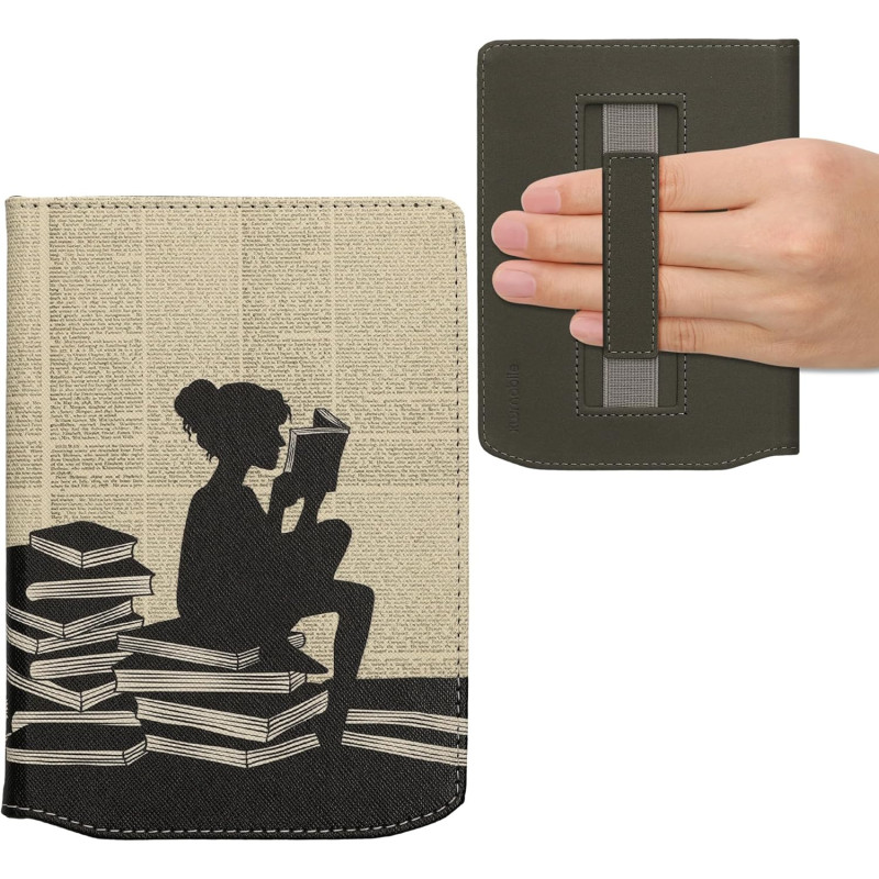 Kwmobile étui compatible avec pocketbook verse/pro/color/vivlio light/light hd coque - étui à rabat magnétique tablette ereader 