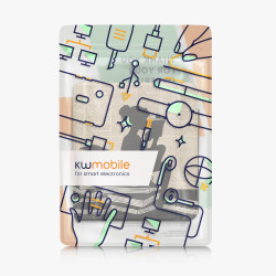 Kwmobile étui compatible avec kobo libra colour coque - étui à rabat magnétique tablette ereader similicuir - noir-beige