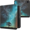 kwmobile Étui Compatible avec Kobo Libra Colour Coque - Étui à Rabat magnétique Tablette eReader Similicuir - Bleu-Gris-Noir