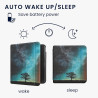 kwmobile Étui Compatible avec Kobo Libra Colour Coque - Étui à Rabat magnétique Tablette eReader Similicuir - Bleu-Gris-Noir