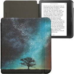 kwmobile Étui Compatible avec Kobo Libra Colour Coque - Étui à Rabat magnétique Tablette eReader Similicuir - Bleu-Gris-Noir