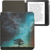 kwmobile Étui Compatible avec Kobo Libra Colour Coque - Étui à Rabat magnétique Tablette eReader Similicuir - Bleu-Gris-Noir