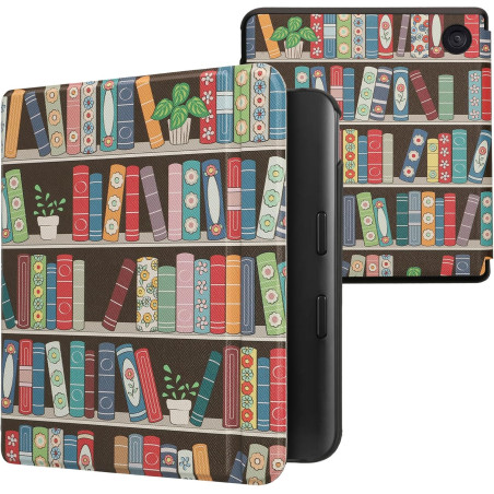 kwmobile Étui Compatible avec Kobo Libra Colour Coque - Étui à Rabat magnétique Tablette eReader Similicuir - Bleu-Vert-Fuchsia