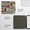 kwmobile Étui Compatible avec Kobo Libra Colour Coque - Étui à Rabat magnétique Tablette eReader Similicuir - Bleu-Vert-Fuchsia