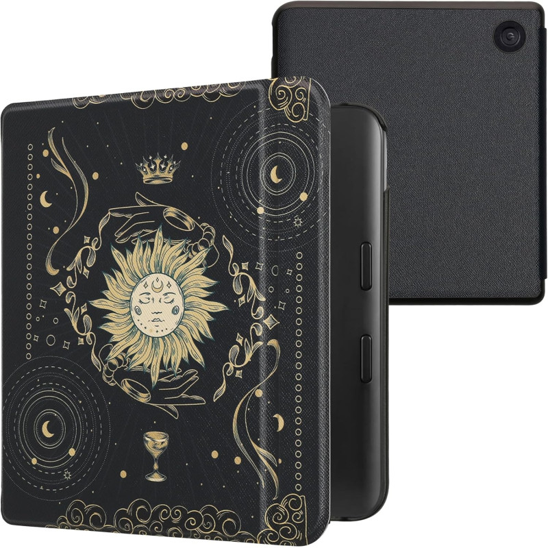 kwmobile Étui Compatible avec Kobo Libra Colour Coque - Étui à Rabat magnétique Tablette eReader Similicuir - Bleu foncé-Jaune-N
