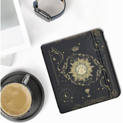 kwmobile Étui Compatible avec Kobo Libra Colour Coque - Étui à Rabat magnétique Tablette eReader Similicuir - Bleu foncé-Jaune-N