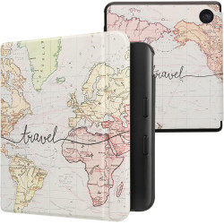 kwmobile Étui Compatible avec Kobo Libra Colour Coque - Étui à Rabat magnétique Tablette eReader Similicuir - Noir-Multicolore