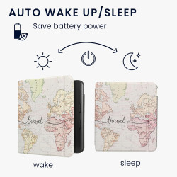 kwmobile Étui Compatible avec Kobo Libra Colour Coque - Étui à Rabat magnétique Tablette eReader Similicuir - Noir-Multicolore