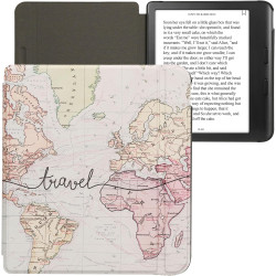 kwmobile Étui Compatible avec Kobo Libra Colour Coque - Étui à Rabat magnétique Tablette eReader Similicuir - Noir-Multicolore