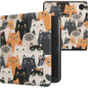 Kwmobile étui compatible avec kobo libra colour coque - étui à rabat magnétique tablette ereader similicuir - orange-noir-blanc