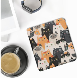 Kwmobile étui compatible avec kobo libra colour coque - étui à rabat magnétique tablette ereader similicuir - orange-noir-blanc
