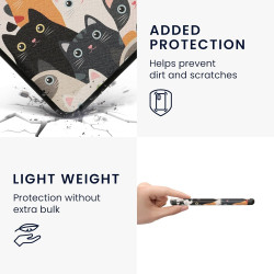 Kwmobile étui compatible avec kobo libra colour coque - étui à rabat magnétique tablette ereader similicuir - orange-noir-blanc