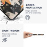 Kwmobile étui compatible avec kobo libra colour coque - étui à rabat magnétique tablette ereader similicuir - orange-noir-blanc