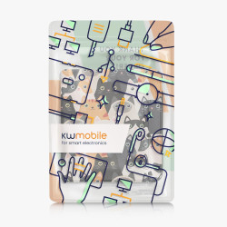 Kwmobile étui compatible avec kobo libra colour coque - étui à rabat magnétique tablette ereader similicuir - orange-noir-blanc