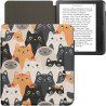 Kwmobile étui compatible avec kobo libra colour coque - étui à rabat magnétique tablette ereader similicuir - orange-noir-blanc