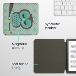 kwmobile Étui Compatible avec Kobo Libra Colour Coque - Étui à Rabat magnétique Tablette eReader Similicuir - Turquoise-Marron-M