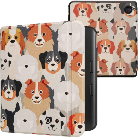 kwmobile Étui Compatible avec Kobo Libra Colour Coque - Étui à Rabat magnétique Tablette eReader Similicuir - Blanc-Marron Clair