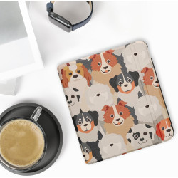 kwmobile Étui Compatible avec Kobo Libra Colour Coque - Étui à Rabat magnétique Tablette eReader Similicuir - Blanc-Marron Clair