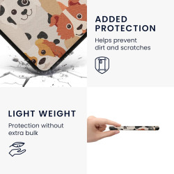 kwmobile Étui Compatible avec Kobo Libra Colour Coque - Étui à Rabat magnétique Tablette eReader Similicuir - Blanc-Marron Clair