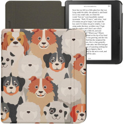 kwmobile Étui Compatible avec Kobo Libra Colour Coque - Étui à Rabat magnétique Tablette eReader Similicuir - Blanc-Marron Clair