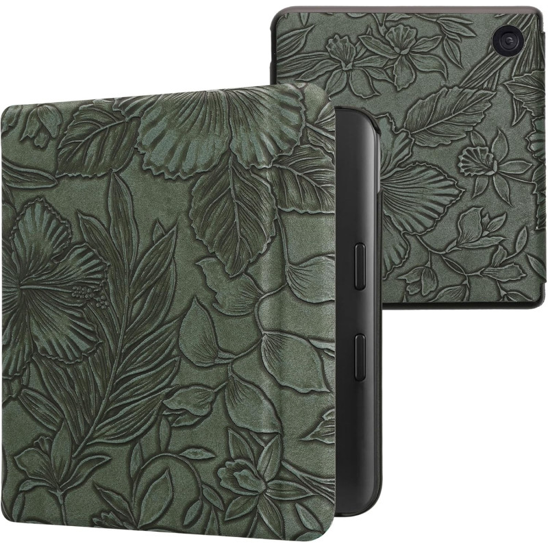 kwmobile Étui Compatible avec Kobo Libra Colour Coque - Étui à Rabat magnétique Tablette eReader Similicuir - Vert