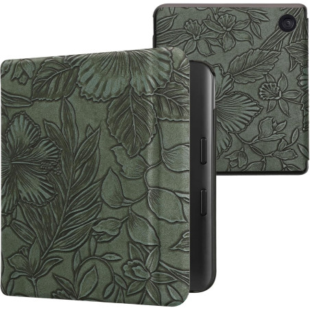 kwmobile Étui Compatible avec Kobo Libra Colour Coque - Étui à Rabat magnétique Tablette eReader Similicuir - Vert
