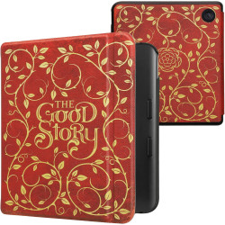 Kwmobile étui compatible avec kobo libra colour coque - étui à rabat magnétique tablette ereader similicuir - jaune-orange-rouge