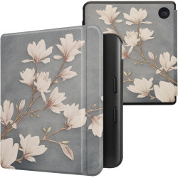 kwmobile Étui Compatible avec Kobo Libra Colour Coque - Étui à Rabat magnétique Tablette eReader Similicuir - Taupe-Blanc-Bleu-G