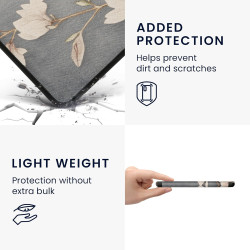 kwmobile Étui Compatible avec Kobo Libra Colour Coque - Étui à Rabat magnétique Tablette eReader Similicuir - Taupe-Blanc-Bleu-G
