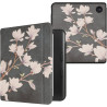 kwmobile Étui Compatible avec Kobo Libra Colour Coque - Étui à Rabat magnétique Tablette eReader Similicuir - Taupe-Blanc-Gris f
