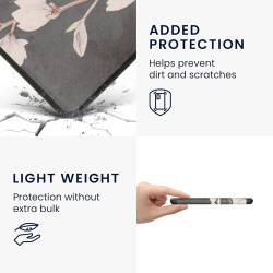 kwmobile Étui Compatible avec Kobo Libra Colour Coque - Étui à Rabat magnétique Tablette eReader Similicuir - Taupe-Blanc-Gris f