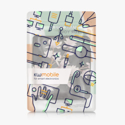 kwmobile Étui Compatible avec Kobo Libra Colour Coque - Étui à Rabat magnétique Tablette eReader Similicuir - Taupe-Blanc-Gris f