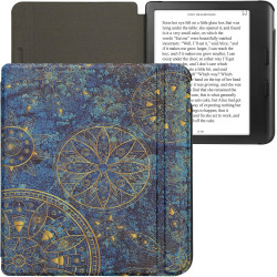 kwmobile Étui Compatible avec Kobo Libra Colour Coque - Étui à Rabat magnétique Tablette eReader Similicuir - Jaune-Bleu foncé