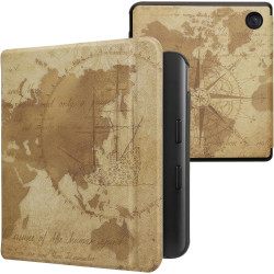 kwmobile Étui Compatible avec Kobo Libra Colour Coque - Étui à Rabat magnétique Tablette eReader Similicuir - Marron-Marron Clai