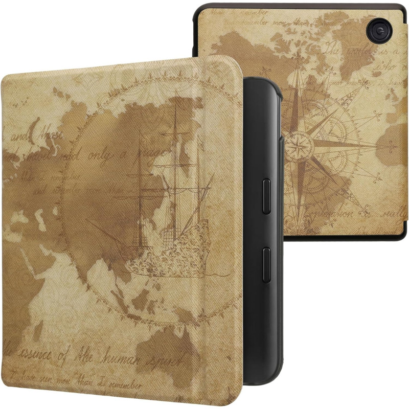 kwmobile Étui Compatible avec Kobo Libra Colour Coque - Étui à Rabat magnétique Tablette eReader Similicuir - Marron-Marron Clai