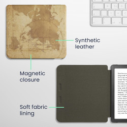 kwmobile Étui Compatible avec Kobo Libra Colour Coque - Étui à Rabat magnétique Tablette eReader Similicuir - Marron-Marron Clai