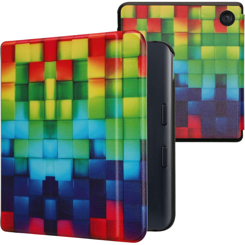 kwmobile Étui Compatible avec Kobo Libra Colour Coque - Étui à Rabat magnétique Tablette eReader Similicuir - Multicolore-Vert-B