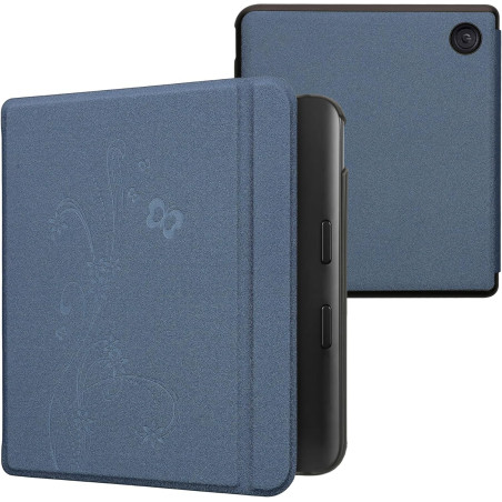 kwmobile Étui Compatible avec Kobo Libra Colour Coque - Étui à Rabat magnétique Tablette eReader Similicuir - Bleu foncé