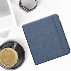 kwmobile Étui Compatible avec Kobo Libra Colour Coque - Étui à Rabat magnétique Tablette eReader Similicuir - Bleu foncé