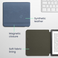 kwmobile Étui Compatible avec Kobo Libra Colour Coque - Étui à Rabat magnétique Tablette eReader Similicuir - Bleu foncé