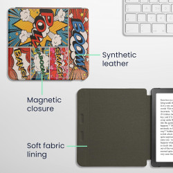 kwmobile Étui Compatible avec Kobo Libra Colour Coque - Étui à Rabat magnétique Tablette eReader Similicuir - Multicolore
