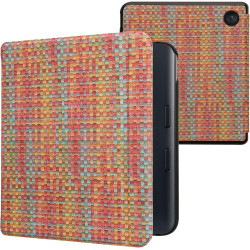 kwmobile Étui Compatible avec Kobo Libra Colour Coque - Étui à Rabat magnétique Tablette eReader Similicuir - Jaune-Rouge-Vert