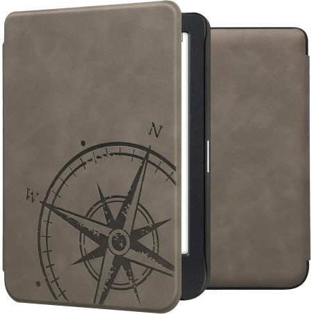 kwmobileÉtui Compatible avec Kobo Clara BW/Colour Coque - Étui à Rabat magnétique tabletteeReader Similicuir - Gris