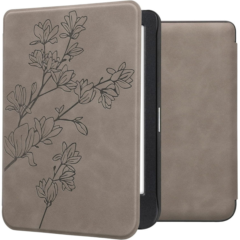 kwmobileÉtui Compatible avec Kobo Clara BW/Colour Coque - Étui à Rabat magnétique tabletteeReader Similicuir - Gris