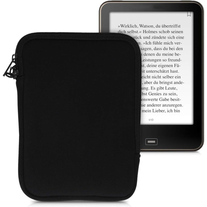 kwmobile Housse de Protection pour Liseuse - Étui de Protection 17 x 12 x 2 cm pour E-Reader en Néoprène - Noir