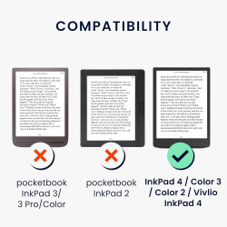 kwmobile Étui Compatible avec Pocketbook InkPad 4 / Color 3 / Color 2 Coque - Étui à Rabat magnétique Tablette eReader Similicui