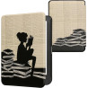Kwmobile étui compatible avec kobo clara hd coque - étui à rabat magnétique tablette ereader similicuir - noir-beige