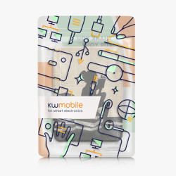 Kwmobile étui compatible avec kobo clara hd coque - étui à rabat magnétique tablette ereader similicuir - noir-beige