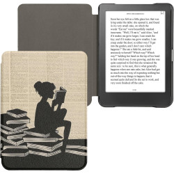 Kwmobile étui compatible avec kobo clara hd coque - étui à rabat magnétique tablette ereader similicuir - noir-beige