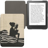 Kwmobile étui compatible avec kobo clara hd coque - étui à rabat magnétique tablette ereader similicuir - noir-beige